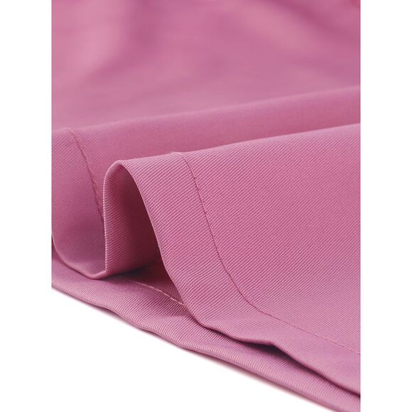 Roll Up Sleeves Multi-Pocket Safari Belted Collared Shirt Dress Purple Plum - Picture 6 of 6